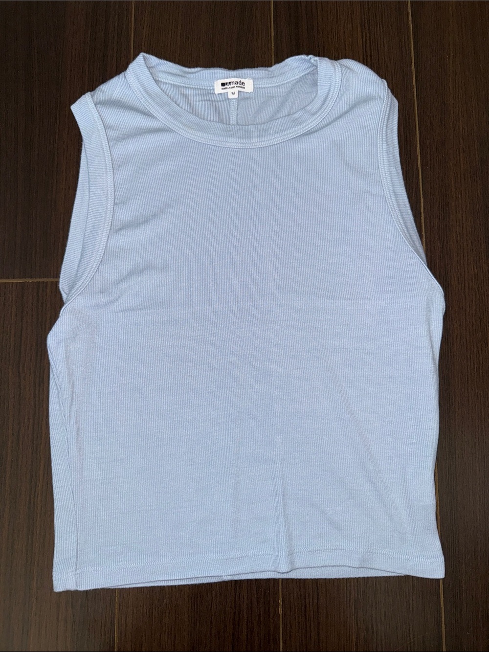 LA MADE Women's Light Blue Ribbed Tank Top - Picture 2 of 6